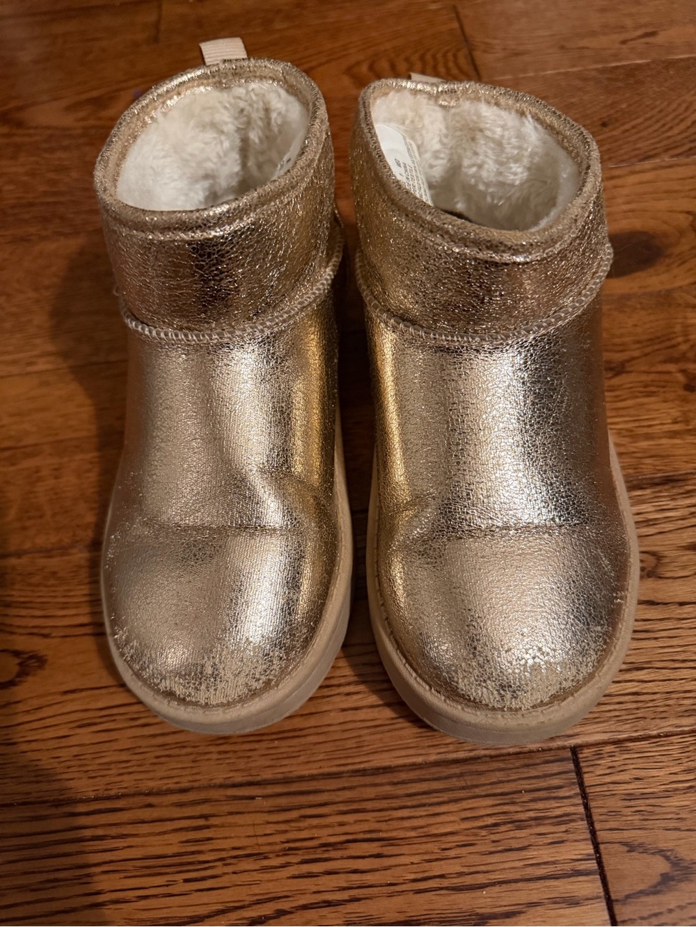 Kids Metallic Gold Cozy Winter Boots